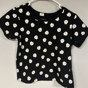 La Luna Black with White Glow in Dark Skeletons Print Crop Top, Tee S, So Cute!